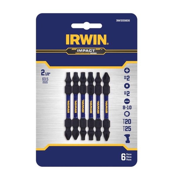 Irwin Impact Performance Series 2-1/2 in. L Impact Double-Ended Screwdriver Bit Set Steel 6 pk IWAF32DEMIX6
